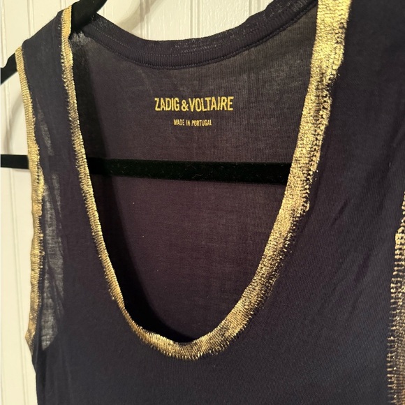 Zadig & Voltaire “Foils” Tam Gold Foil Tank Top - Picture 2 of 5